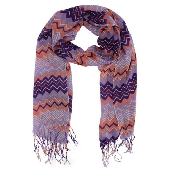 Pink Multicolor Chevron Zigzag Striped Scarf
