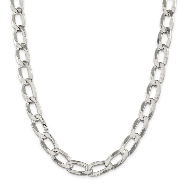 Sterling Silver 12.35mm Elongated Open Link Chain (Weight: 92.48 Grams, Length: 24 Inches)
