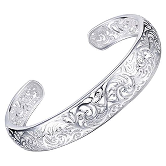 D-GROEE 925 Sterling Silver Hollow Bangle Cuff Bracelets For Women, Hollow  Open Bangle Bracelet Jewelry for Women