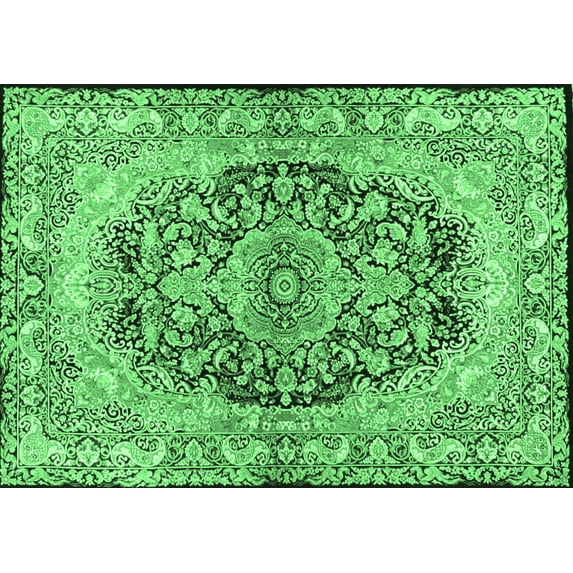Ahgly Company Indoor Rectangle Persian Emerald Green Traditional Area Rugs, 8' x 12'