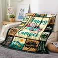thumbnail image 3 of 1pc "Happy Camper" Flannel Blanket - Cozy, Multi-Purpose Throw with Vintage Camping Designs for Sofa, Bedroom, Travel & Outdoor Use, Machine Washable, All-Season Comfort, 3 of 5