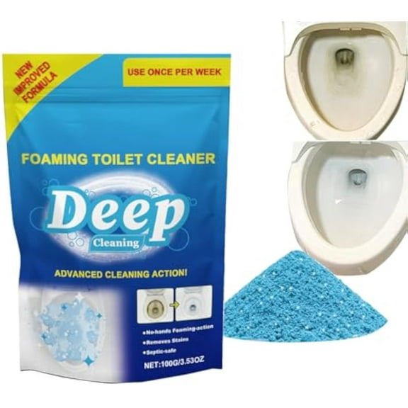 Foam Toilet Cleaner No Scrubbing, Self Activating Toilet Bowl Cleaner, Powerful Foaming Action for Deep Cleaning, Stubborn Stains & Limescale,100g (1PC)