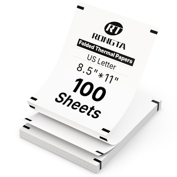 Rongta Thermal Printer Paper 8.5 x 11 Inch, US Letter Size Thermal Paper Compatible with Portable Printer, Printing Paper for F81, F82, F11A,100 Sheets