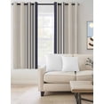thumbnail image 2 of Midnight Blue Striped Blackout Curtains for Bedroom Living Room Darkening Curtains 63 Inches Long Beige Geometric Modern Art Window Curtain 2 Panels Set Window Treatment Grommet Drapes 52"x63", 2 of 9