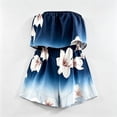 thumbnail image 3 of Women's Strapless Tube Rompers Boho Floral Vacation Jumpsuit Shorts Casual Beach Outfit (A1-Blue XL), 3 of 3