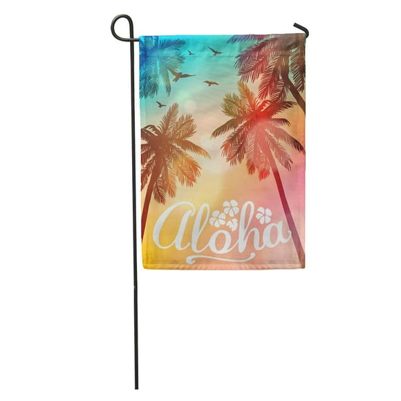 POGLIP Hawaii Summer Beach Aloha Inspiration for Wedding Date Birthday Tropical Garden Flag Decorative Flag House Banner 28x40 inch