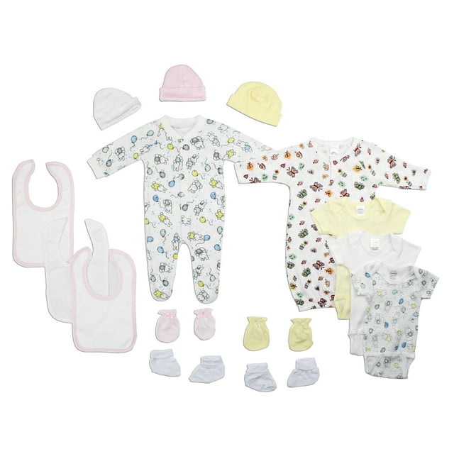 Bambini Ensemble Layette 15 Pcs pour Nouveau-Nées Filles, Cadeau de Shower de Bébé