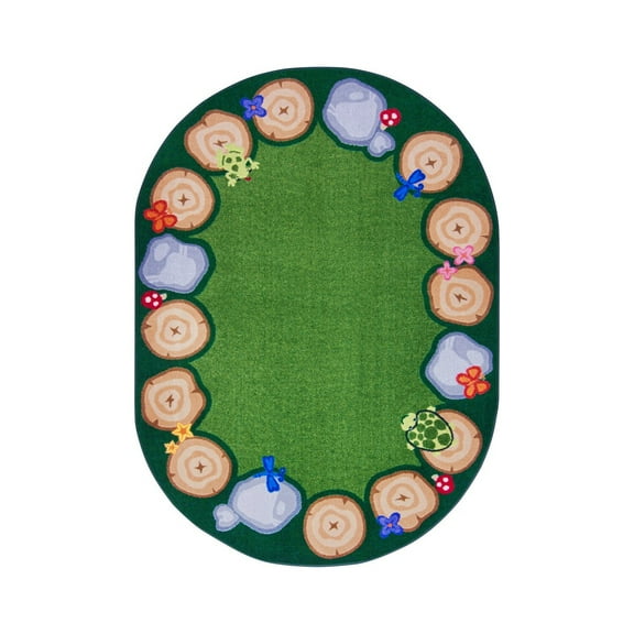 Stumped 10'9" x 13'2" Oval area rug in color Multi