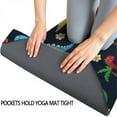 thumbnail image 3 of Dark Cartoon Dinosaurs Flowers Hearts Palm Trees Pattern Hot Yoga Mat Towel Non Slip for Hot Yoga - Quick-Drying Yoga Mat Cover with 4 Corner Pockets with Travel Bag - Hot Yoga Towel Non Slip 70"x26", 3 of 6