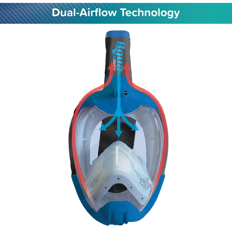 Dolfino Full Face Snorkel Mask, Blue, L/XL, Ages 12+ photo 7