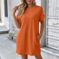 thumbnail image 2 of Levmjia Women's Casual Short Sleeve Dress Crew Neck A Line Swing Dress with Pockets Solid Color Loose Fit Summer Beach Sundress, 2 of 9