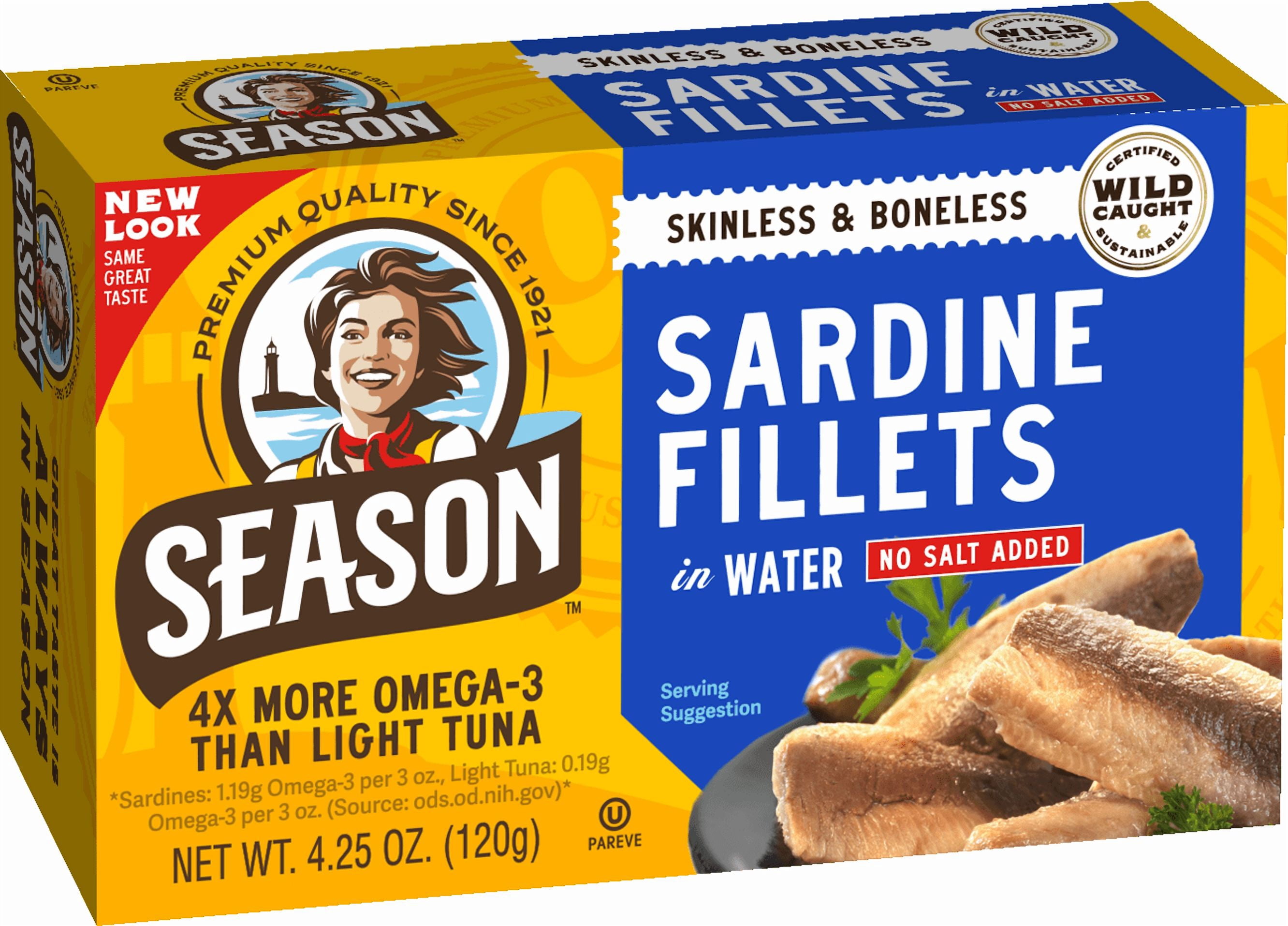 (12 pack) Season Sardines in Water, 4.25 oz Can