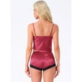 thumbnail image 4 of DARING DIVA Satin Lace Sleeveless Spaghetti Strap Cami Loungewear XS Red, 4 of 7