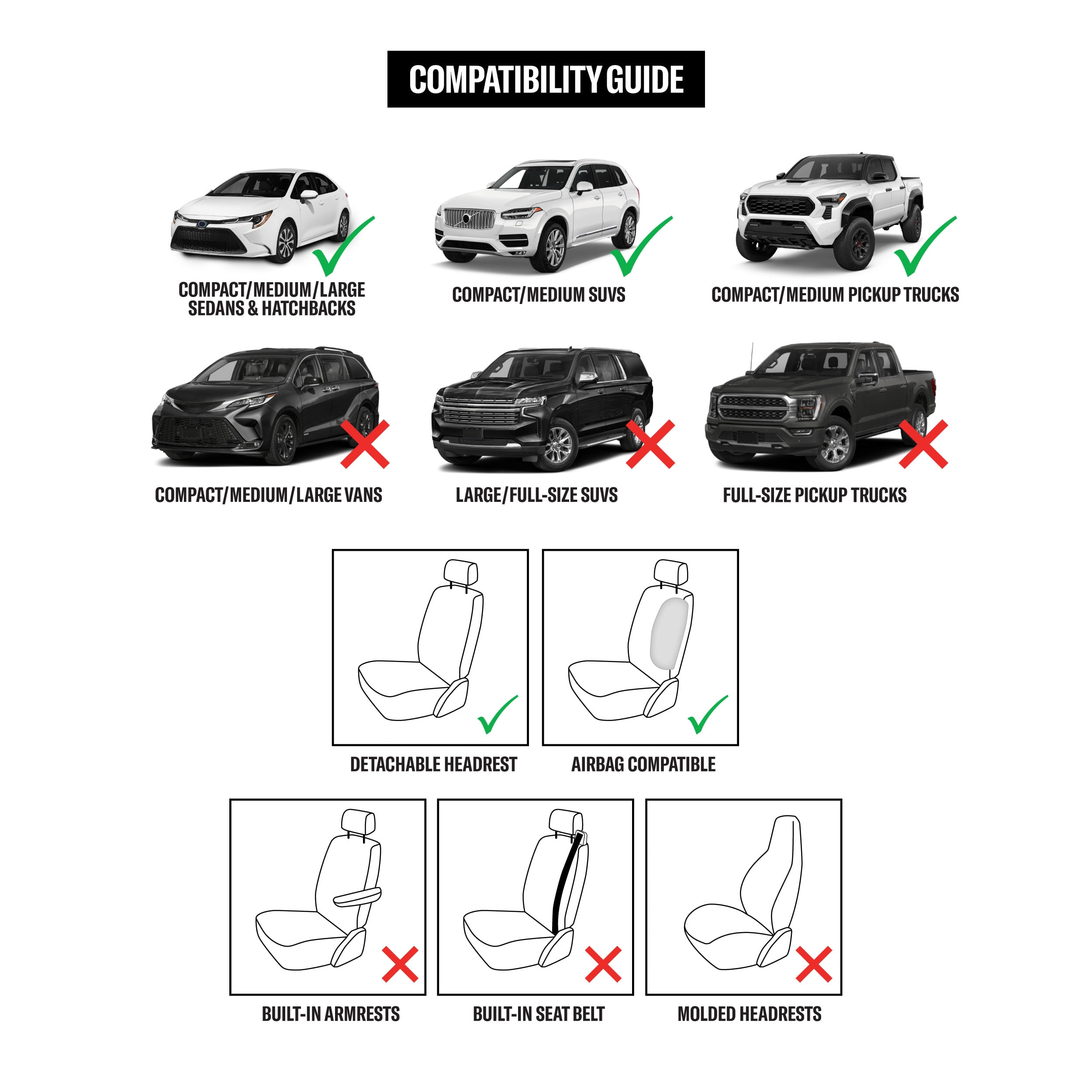 Genuine Dickies 2 Piece Aquablock Universal Car Seat Covers, Black