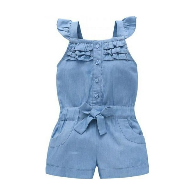Ropa para bebés y niñas pequeñas, mono de mezclilla sin mangas, traje de una pieza