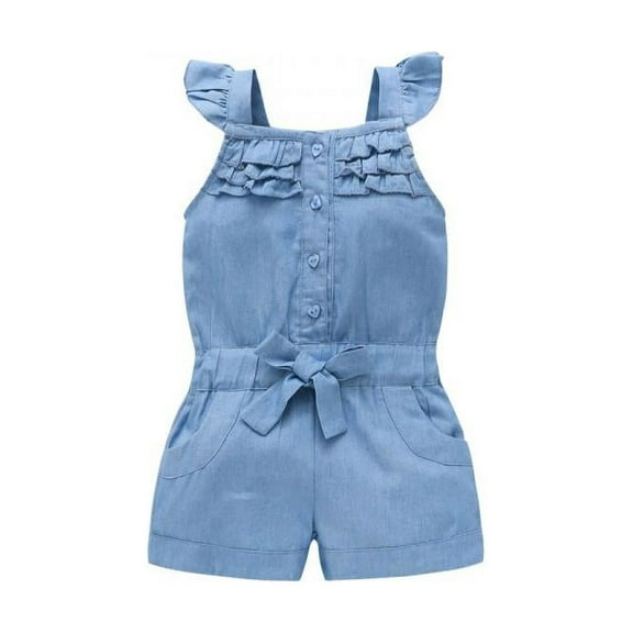 Toddler Kids Baby Girl Clothes Sleeveless Demin Romper Jumpsuit One Piece Outfit