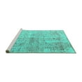 thumbnail image 2 of Ahgly Company Machine Washable Indoor Square Oriental Turquoise Blue Industrial Area Rugs, 5' Square, 2 of 4