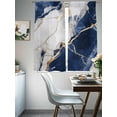 thumbnail image 5 of Sheer Curtains 63 Inches Long, Marble Navy Blue Light Filtering Window Curtains for Living Room, Abstract Gold White Brick Stone Motif Rod Pocket Voile Sheer Curtain Drapes, 52"W x 63"L, 2 Panels, 5 of 8