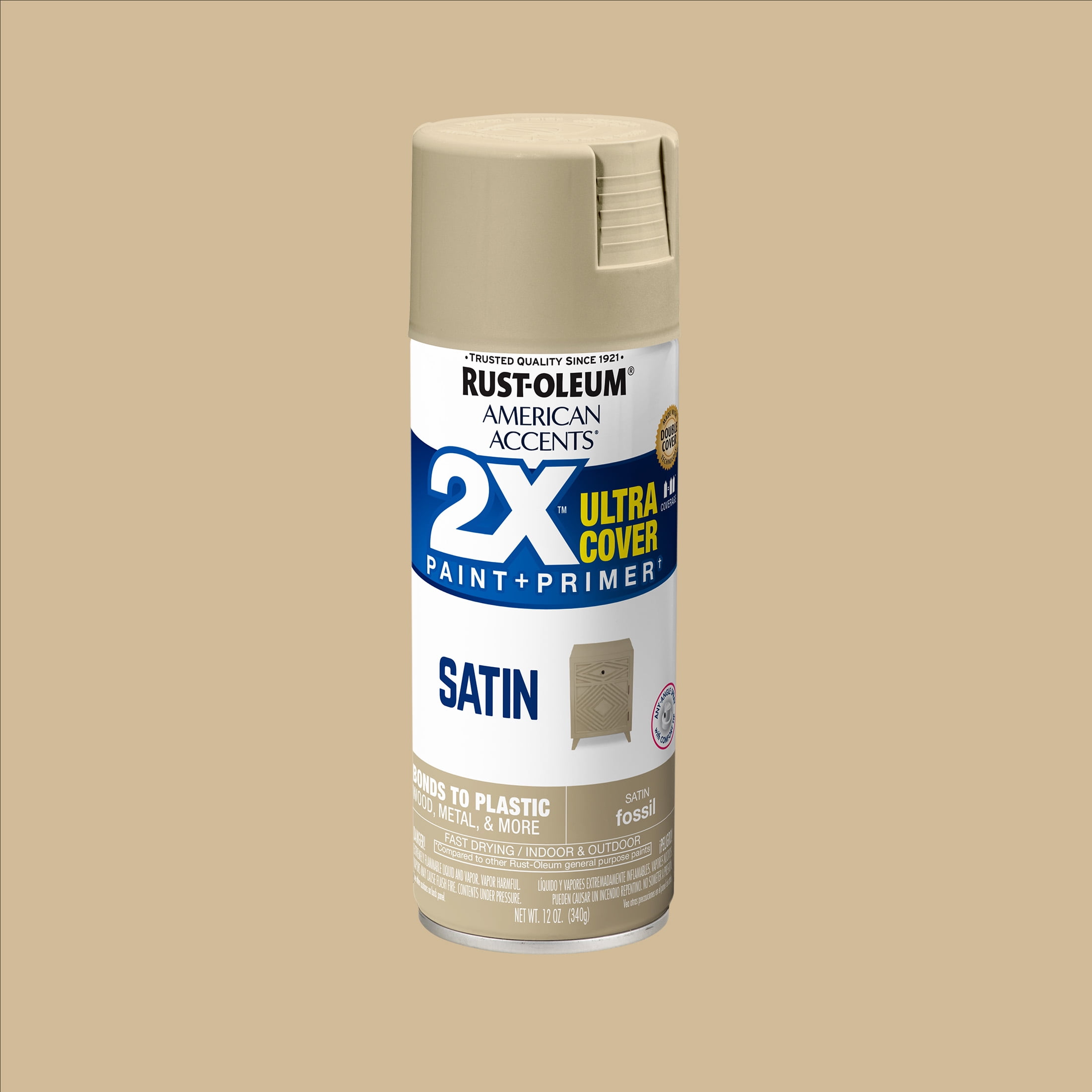 (6 pack) Fossil, Rust-Oleum American Accents 2X Ultra Cover Satin Spray Paint-355298, 12 oz