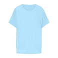 thumbnail image 3 of Tops de camisa de murciélago de gasa de color sólido de manga corta con cuello redondo a la moda para mujer Fridja bn5193, 3 of 4