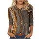 thumbnail image 2 of ICHUANYI Clearance Women's Fashion Printed Mid-length 3/4 Sleeves V-Neck Casual Tops T-shirt(Brown, XXL) ICHUANYI WER2023081011333, 2 of 5