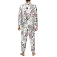thumbnail image 5 of Kll Vintage Butterflies Sleepwear Mens Flannel Pajamas,Long Cotton Pj Set, 5 of 9