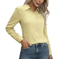 thumbnail image 3 of Women's Button Down Shirts Long Sleeve Dress Shirts Classic Collared Work Office Solid Blouses Tops, 3 of 7