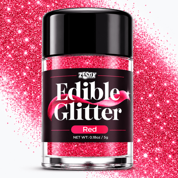 Edible Glitter Red 5g, Food Grade Red Cake Glitter for Drinks, Cakes, Cupcakes & Desserts, Edible Luster Dust