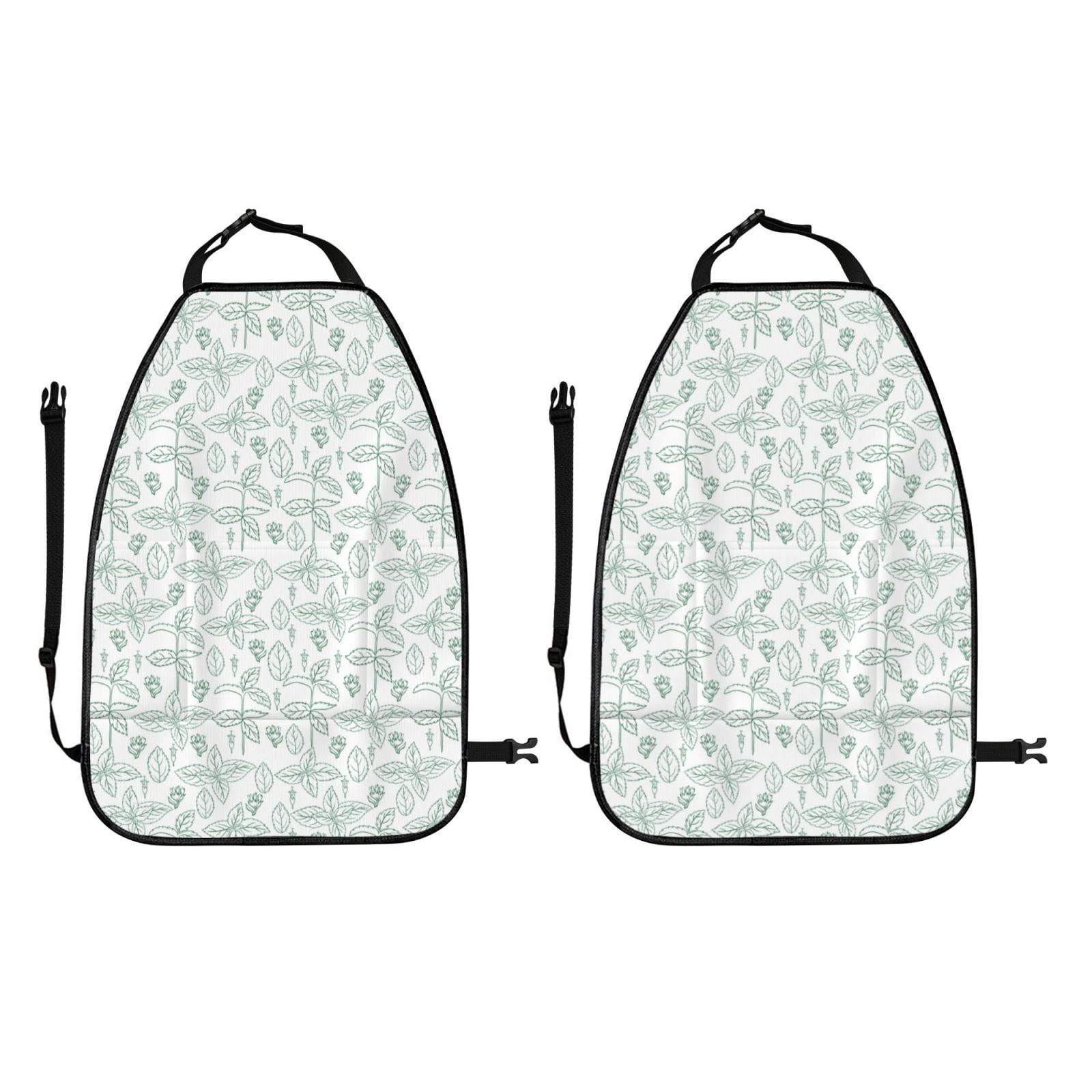 Kdxio Leaf Print Print 2 Pack Car Kick Mat Seat Cover Back Protector Mat with Pockets for Organizer Backseat Protector and Storage Anti Kick Pad for Vehicles