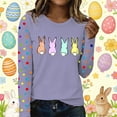 thumbnail image 2 of Women's T-Shirt Easter Bunny & Egg Print Long-Sleeve Sports Top Purple M, 2 of 4