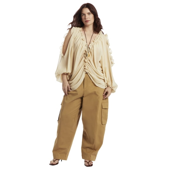 June Vie Women's Plus Size Draped Off-The-Shoulder Blouse