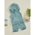 thumbnail image 3 of Suealasg 2Pcs Toddler Boys Summer Shorts Set Baby Boys Clothes Set  6M 1T 2T 3T Sleeveless Hooded Vest with Elastic Waist Shorts, 3 of 9