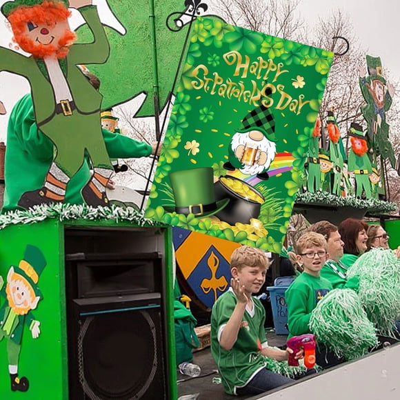 Dvkptbk Fête de la Saint-Patrick Fête de la Saint-Patrick Drapeau de Jardin Double Face Extérieur Petites Juteuses de Bienvenue Trèfles Verts Herbe Verte Décorations de Cour pour les Fêtes Drapeaux d'Extérieur 12X18 Pouces