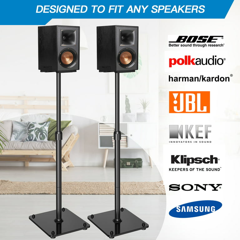 USX Mount Universal Speaker Stands, Height Adjustable Extend 31.2 to 40.3 for Satellite Speakers & Small Bookshelf Speakers Up to 11 lbs per Stand