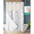 thumbnail image 2 of No Hook Shower Curtain with Snap in Liner, Grey Tree Branch Hotel Shower Curtains for Bathroom, Washable Shower Curtain Liner Set with Mesh Top Window, 36"x72", 2 of 6
