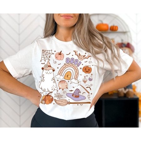 [WHITE] Cute Ghost Png, Back and Front Boo Png, Retro Halloween Png, Halloween Sublimation, Kid Shirt Design, Spooky Halloween Png, Fall Sublimation