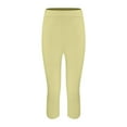 thumbnail image 5 of NANAIQ Women's Fashion Solid Color Casual Yoga Capri Leggings - High Waist Tummy Control Workout Pants for Gym, Yoga & Daily Wear | Soft Yoga Activewear Fluorescence Yellow XXL, 5 of 8