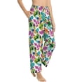 thumbnail image 2 of Uemuo Watercolor Flowers Pattern Women's Wide Leg Palazzo Lounge Pants with Pockets Light Weight Loose Comfy Casual Pajama Pants-Large, 2 of 9