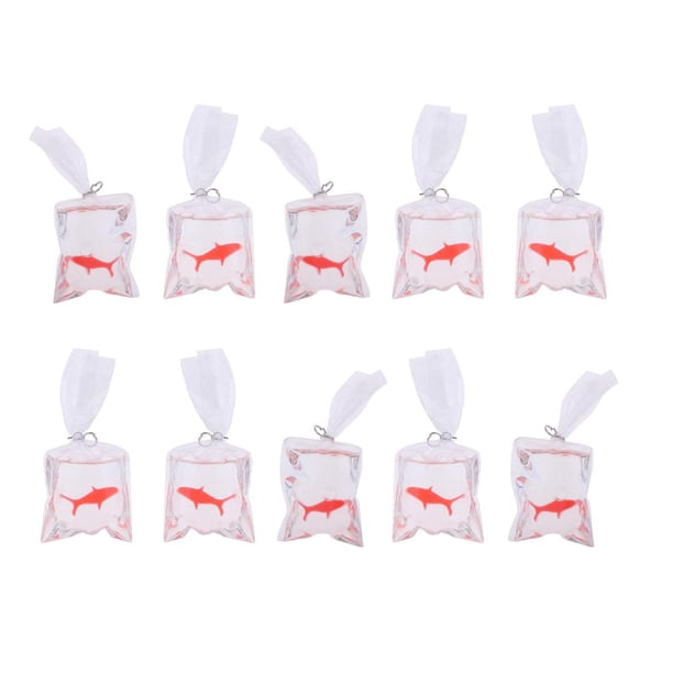 10 Piezas Bolsa de Escenas de Peces Soporte de Pescado Bolsa de Contenedor en Miniatura Casa de rojo