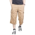 thumbnail image 3 of FEDTOSING Men's 3/4 Long Capri Shorts Casual Elastic Waist Cotton Relaxed Fit Cargo Shorts Black, 3 of 6