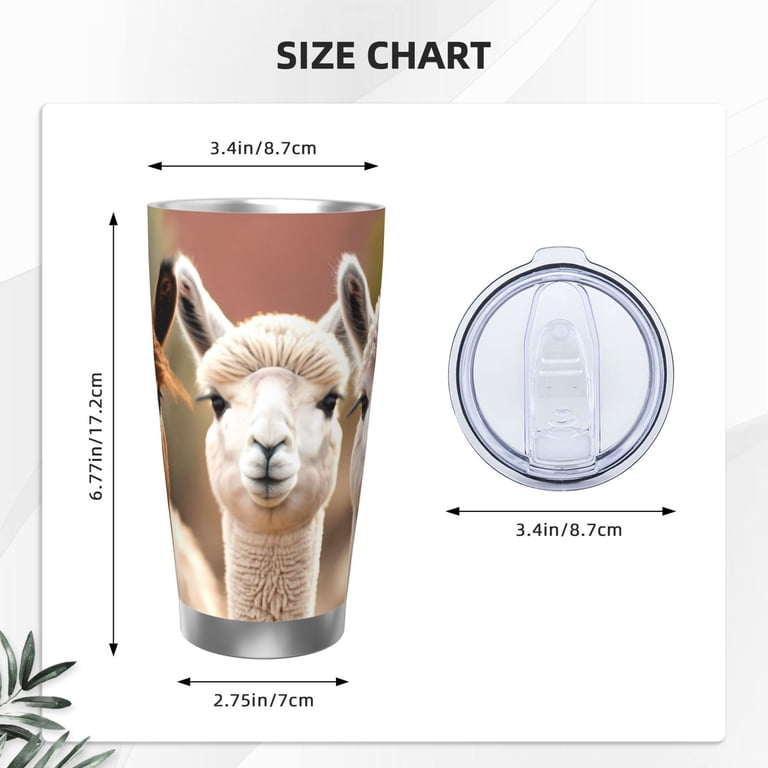 Vsdgher Cute Alpaca in Daze 20 oz Stainless Steel Vacuum Insulated, Travel Mug Coffee Cup for Home, Office, Outdoor Works Great for Ice Drinks and Hot