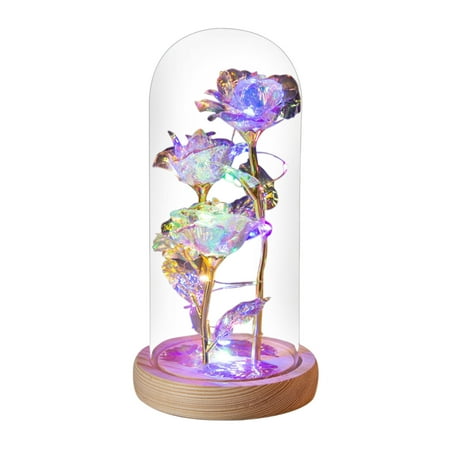 

Moocorvic Clearance Valentine s Day Gift Led Night Light 3 Gold Leaf Flower Glass Lampshade Ornaments
