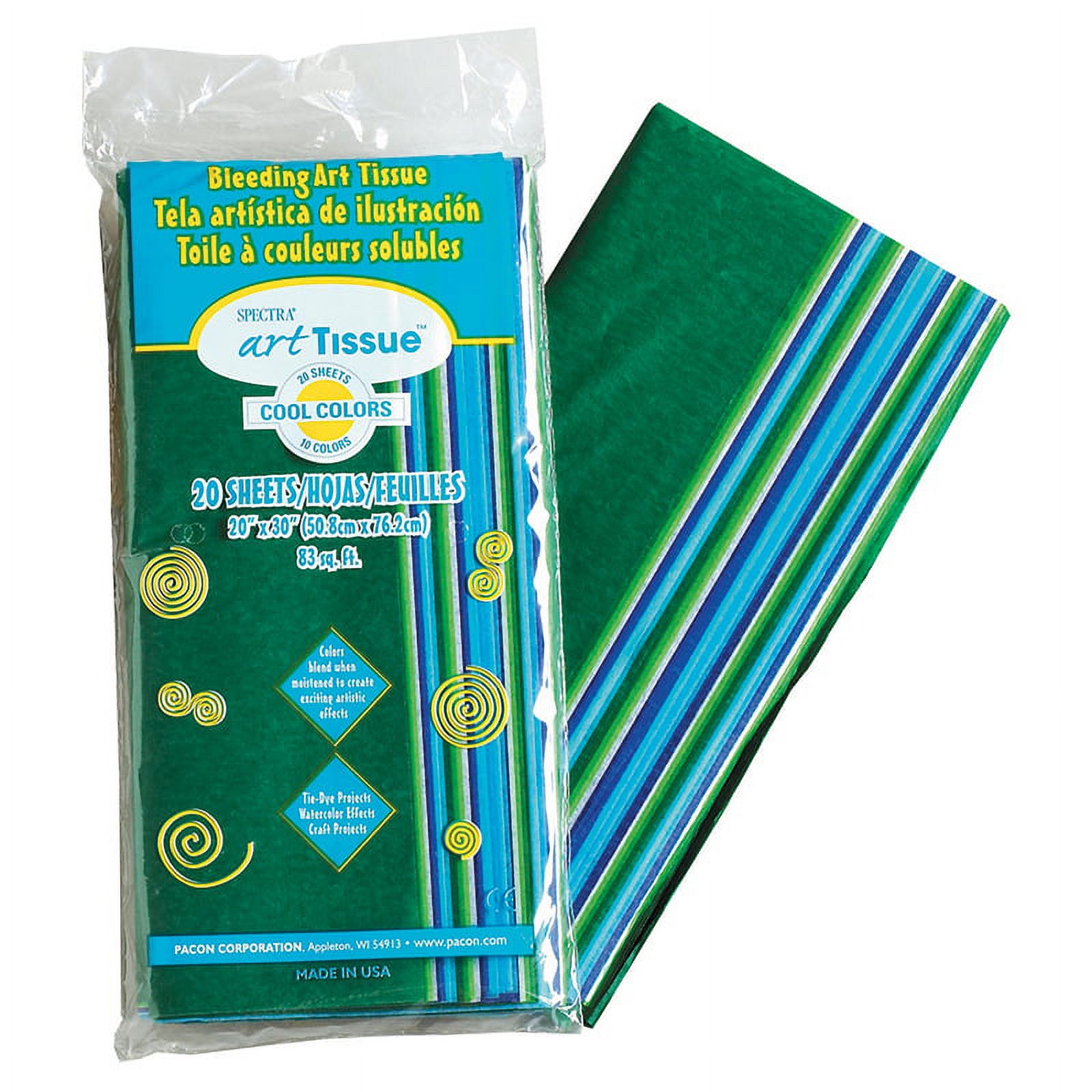 Pacon® Spectra® Bleeding Art Tissue™ Paper, 20" x 30", Cool Colors - 20 Sheets per pack, 6 packs