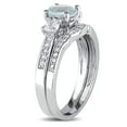 thumbnail image 3 of Everly Women's Created Sapphire Created Aquamarine 10k White Gold Bridal Set, 3 of 7