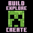 thumbnail image 2 of Women's Minecraft Creeper Face Build Explore Create  Graphic Tee Black Small, 2 of 4