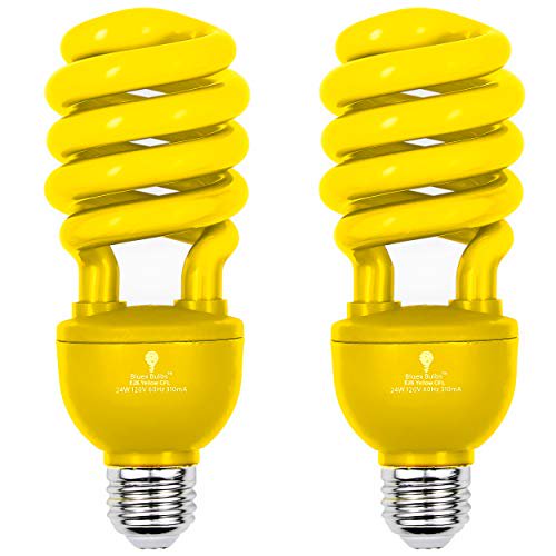 2 Pack BlueX CFL Yellow Bug Light Bulbs 24W 100Watt Equivalent E26