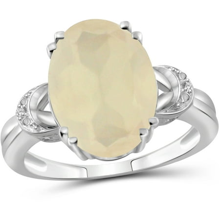 JewelersClub 5-1/2 Carat T.G.W. Moonstone and White Diamond Accent Sterling Silver Ring