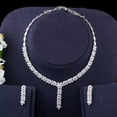 thumbnail image 2 of Sparkling White CZ Long Leaf Shape Necklace Earring Wedding Brides Jewelry Set, 2 of 8