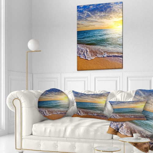 Designart 'Layers of Colors on Sunrise Beach' Metal Wall Art