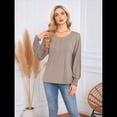 thumbnail image 4 of Camisas de Larga para Mujer, Blusas Plisadas Informales de Negocios con Puños Fruncidos. Caqui XL, 4 of 8